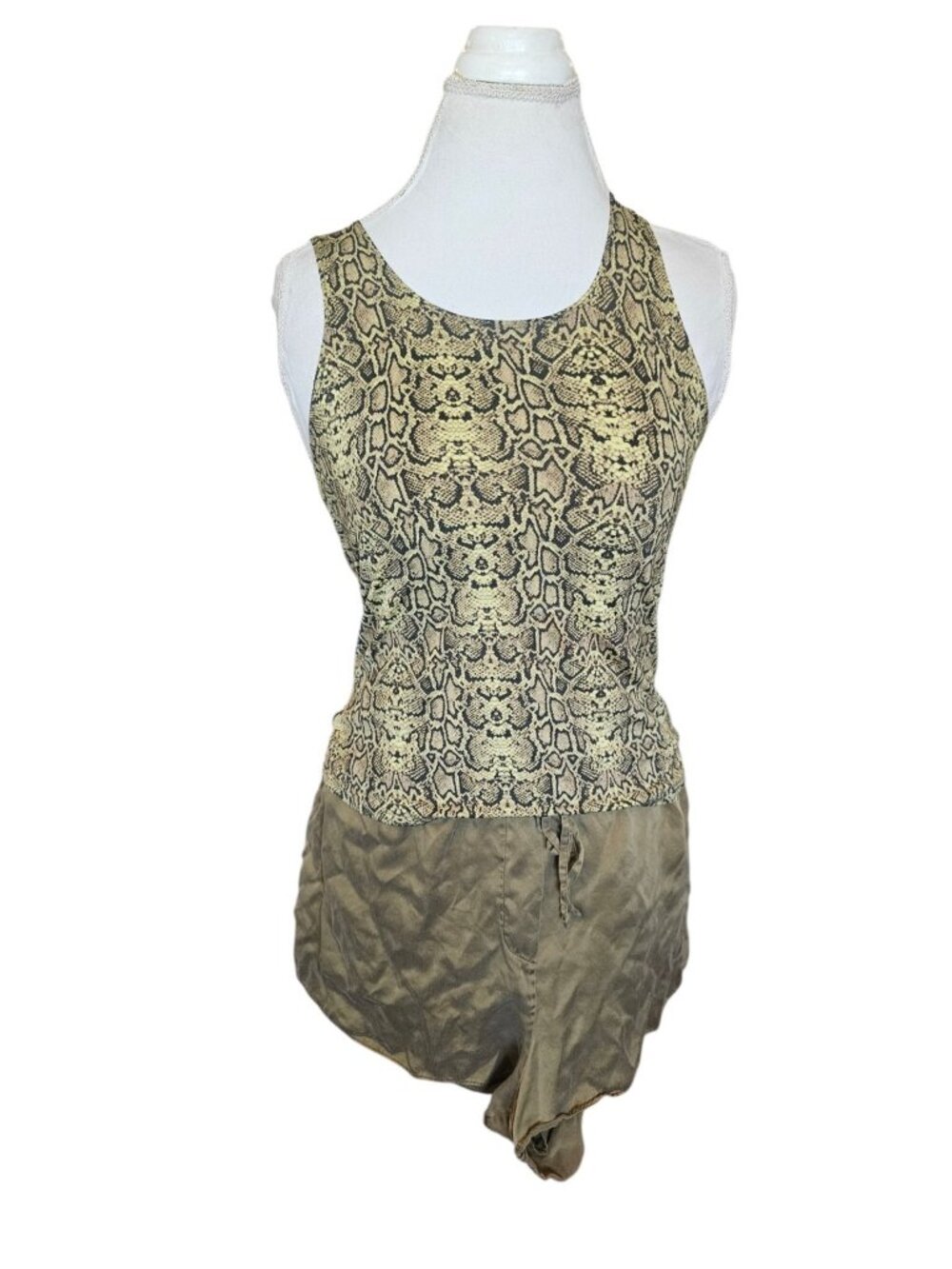 Y2K Victorias Secret Shorts Lounge Set Sz M‎ Green Animal Print
